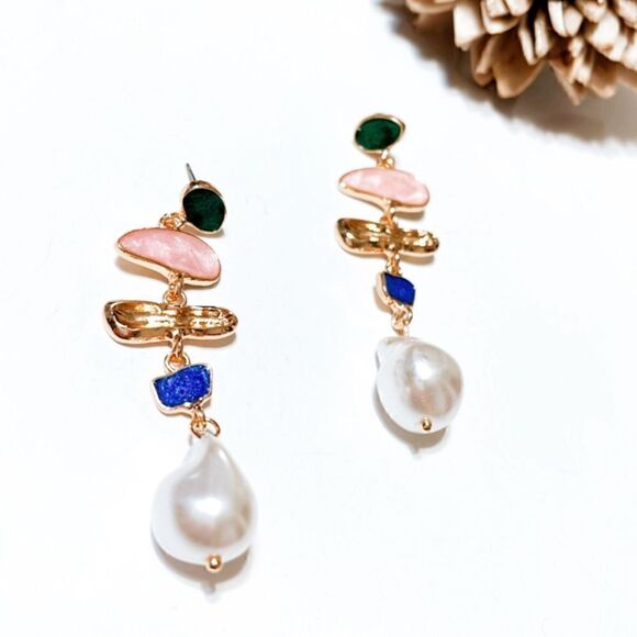 Pearl drop earrings M13 - Picture 4 of 6